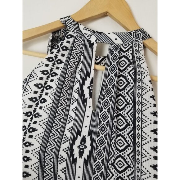 Collection Concepts tie neck BOHO gematric style mini dress womens size XS (249) - Picture 5 of 6